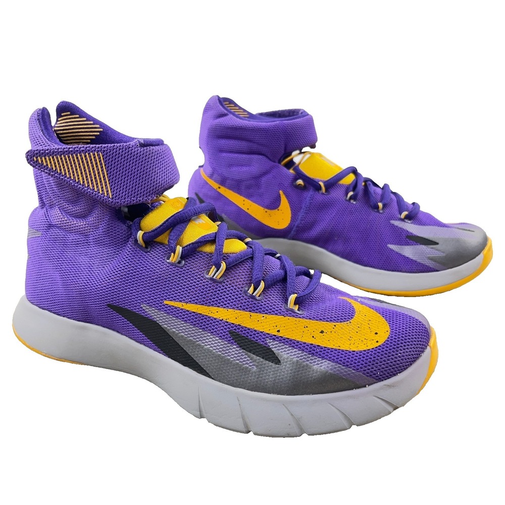 Nike Basketball Shoes Lakers Hypervenom Zoom Purple Gold 630913-502 Mens Size 7